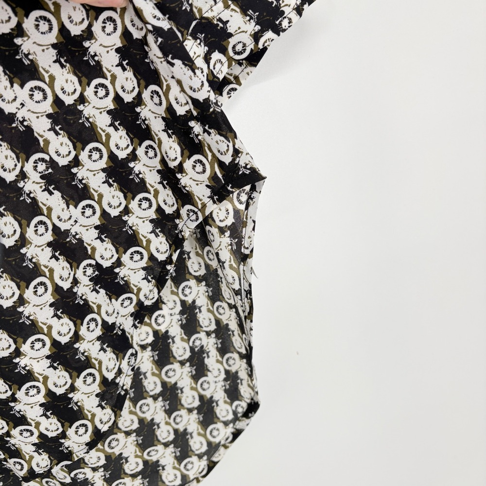 New Sejour Motorcycle Print High-Low Tunic 18W Top Black White Olive Long Sleeve - Picture 8 of 16